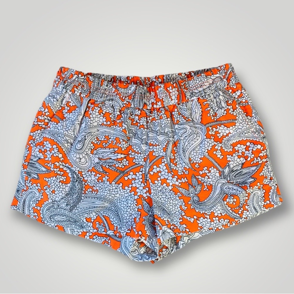 J. Crew Orange Paisley Print Boardwalk Shorts - Picture 2 of 6